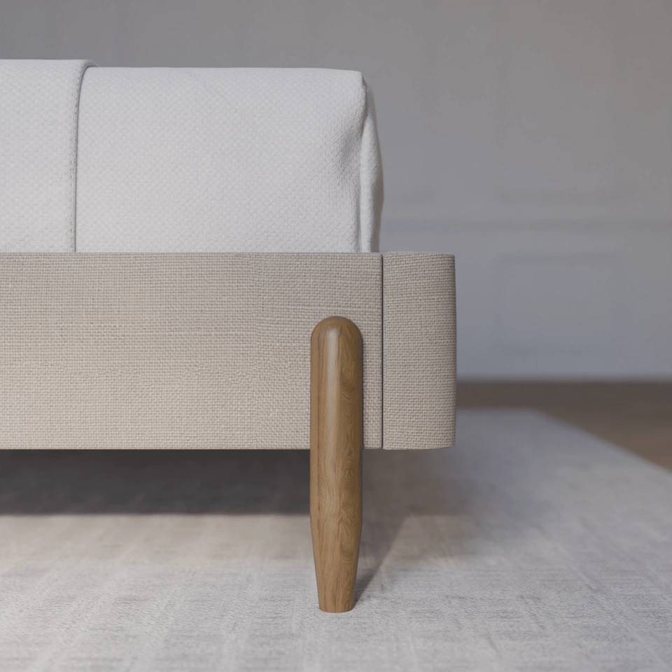 Detail of a Shloff headboard and pillows